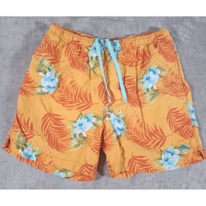 Tommy Bahama Swim Trunks Mens Large Orange Floral Hawaiian Short Mesh Lined 6"